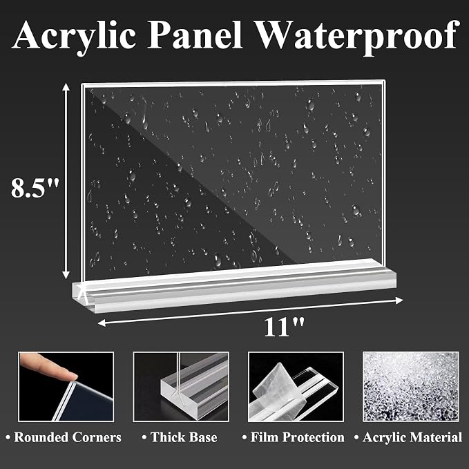 Arrobust Acrylic Sign Holder 8.5x11 Inches 6 Pack Horizontal, T -Shaped Double - Image 4