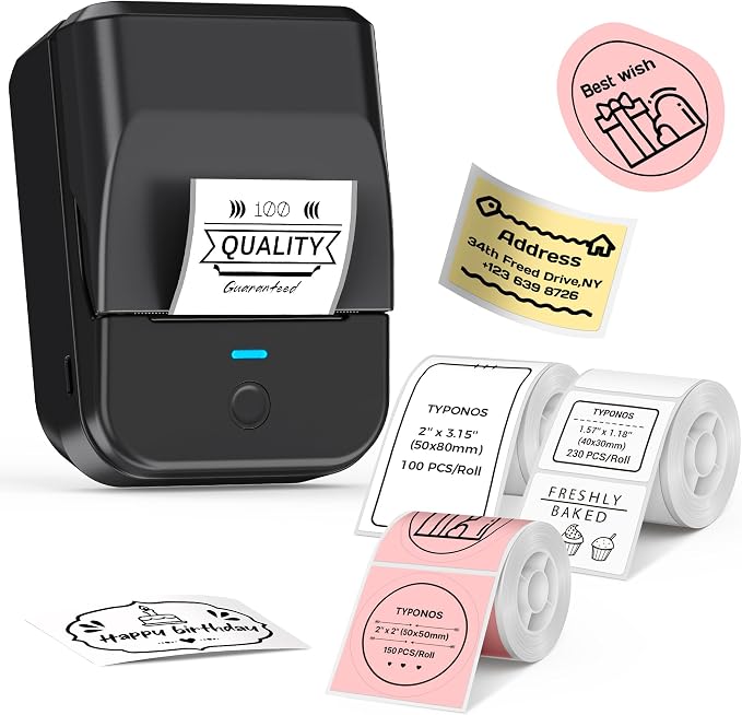 PM240 Label Maker Machine with 3 Tapes, Safety Label Makers, Set 1 by TYPONOS