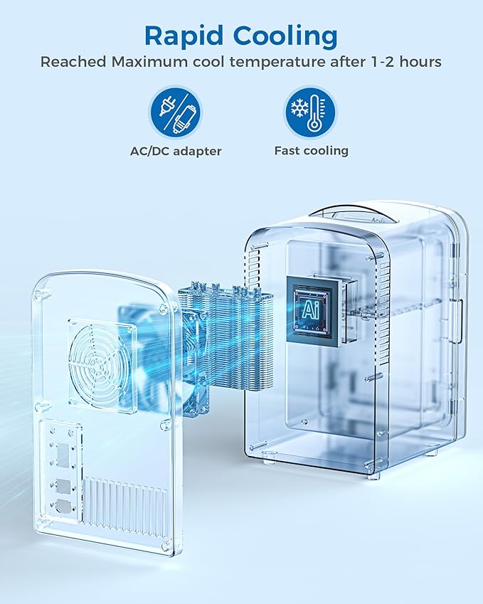 4L/6 Cans Mini Fridge, Portable Compact Refrigerator, Small Skin Care Fridge, Food and Drinks, Small Cooler for Bedroom, Dorm, Car, Office, White-DeskLoop Office