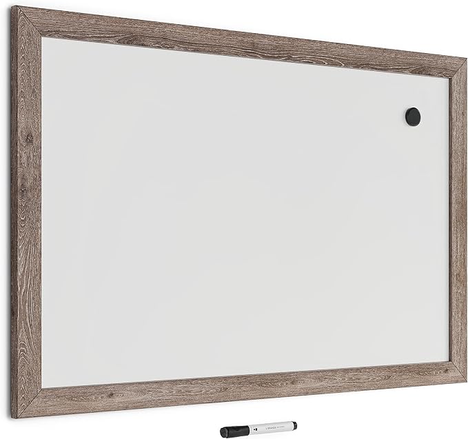 U Brands Decor Magnetic Dry Erase Board White Board, Rustic Wood Frame - Image 2