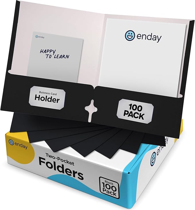 Black Paper Folders with Pockets by Enday