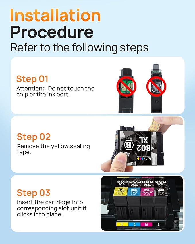 E-Z Ink Remanufactured Ink Cartridge Replacement for Epson 802XL 802 T802XL T802 to use with Workforce Pro WF-4740 WF-4730 WF-4720 WF-4734 EC-4020 EC-4030 (1 Black, 1 Cyan, 1 Magenta, 1 Yellow)-DeskLoop Office