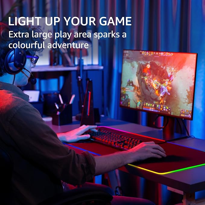 KTRIO RGB Large Gaming Mouse Pad, 31.5 x 15.7 in, RGB Black, XXL | Smooth - Image 2