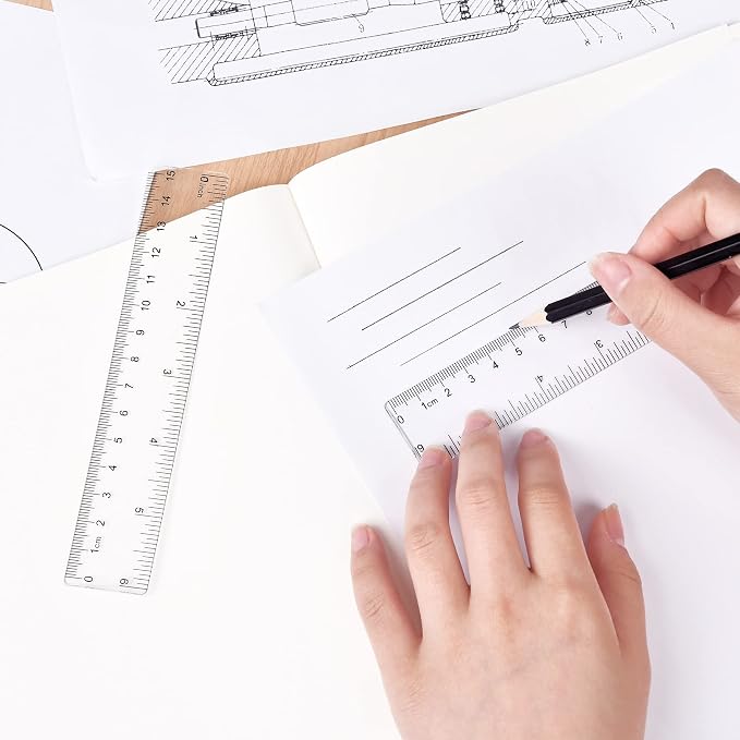 Unjoo Clear Plastic Ruler 6 Inch Straight Rulers, - Image 6