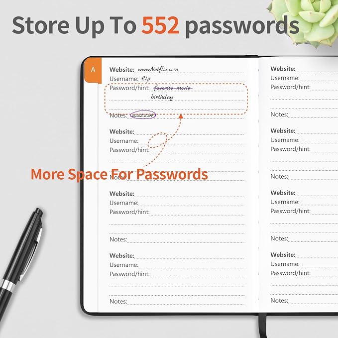 Blugool Password Book with Alphabetical Tabs, Password Keeper Book - Image 3