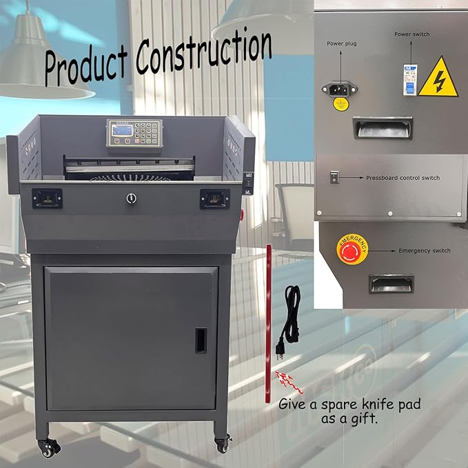 18in/46cm Width Electric Paper Cutter Guillotine Industrial Paper Trimmer with Program Control Heavy Duty Commercial Stack Cutter for Office/Printing-DeskLoop Office