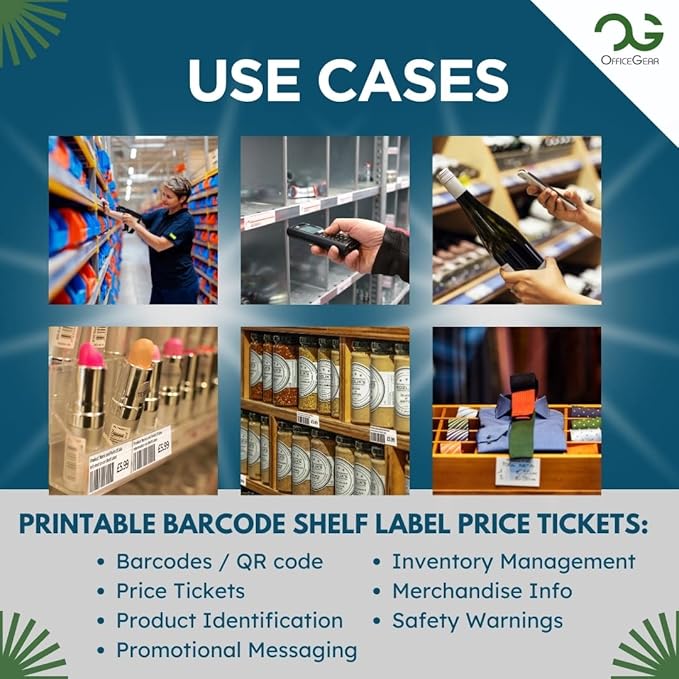 OfficeGear Yellow Shelf Edge Labels 21-up 38x70mm Printable A4 Card Perforated - Image 7