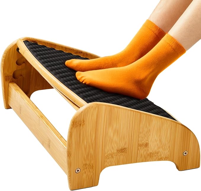 HUANUO Bamboo Under Desk Footrest, Ergonomic Foot Rest by HUANUO