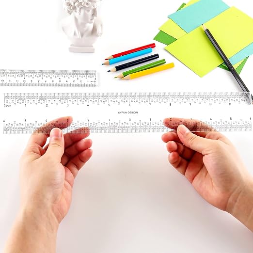 5 PCS 12" Clear Acrylic Ruler Zero-Centering Ruler - Image 3