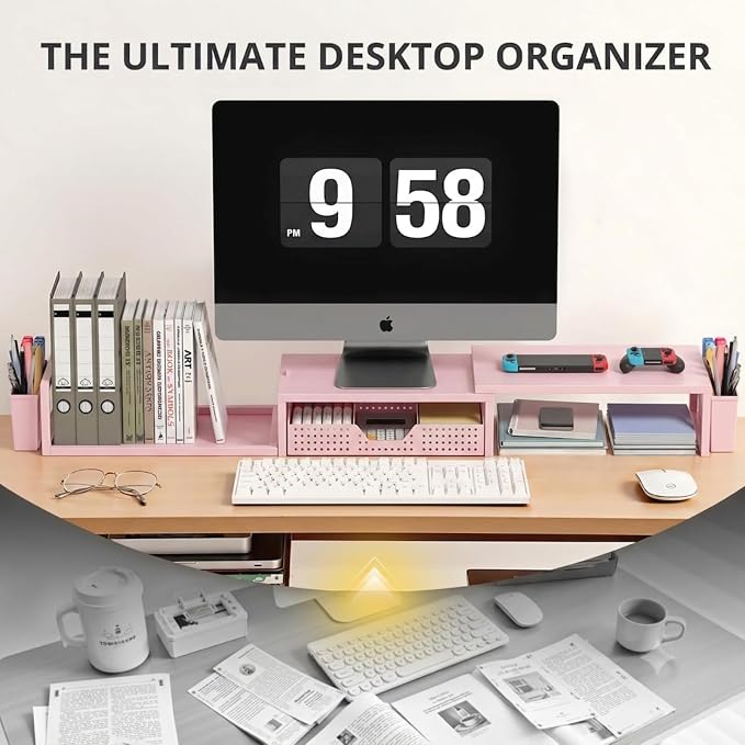 OPNICE Desk Organizers and Accessories, Dual Monitor Stand Riser - Image 4