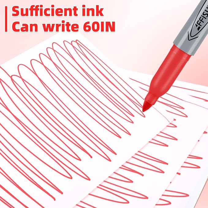 Red Permanent Marker, Fine Point Markers Quick Drying, Fade Resistant, No Smear - Image 8