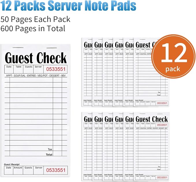 ZPARIK 12 Pack white Guest Checks Books - Image 4