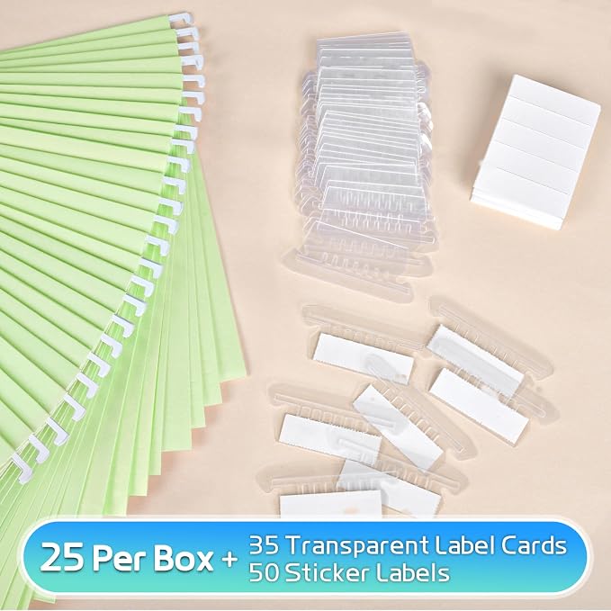 25-Pack Green Hanging File Folders, Letter Size - Image 4