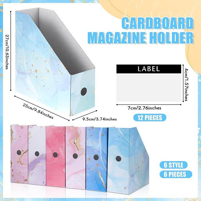 PerKoop 6 Pcs Decorative Magazine File Holders Floral Foldable File Folders - Image 2