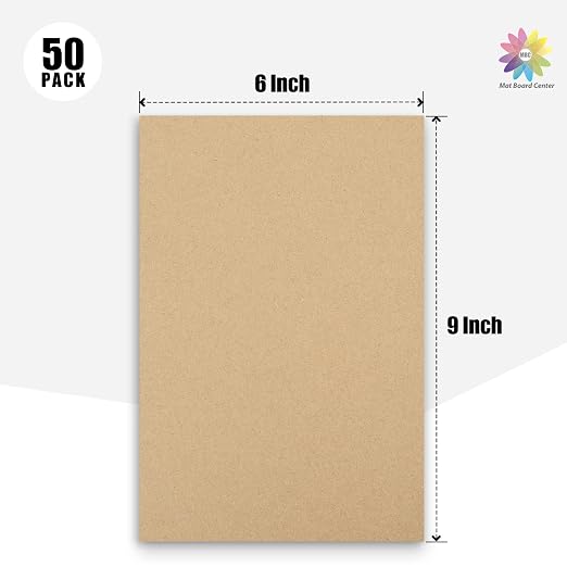 Mat Board Center, 50 Corrugated Cardboard Sheets 6x9 Inches Flat Card Board - Image 2