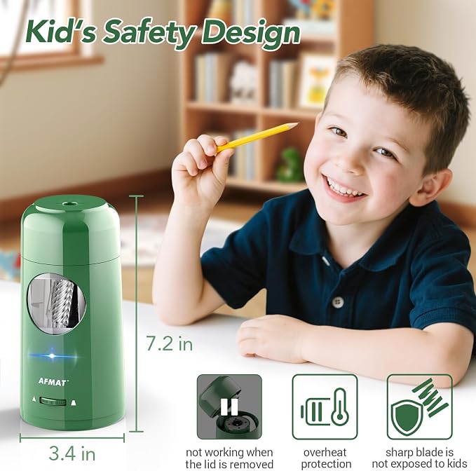 AFMAT Electric Pencil Sharpener, Rechargeable Fully Automatic Pencil Sharpener - Image 7