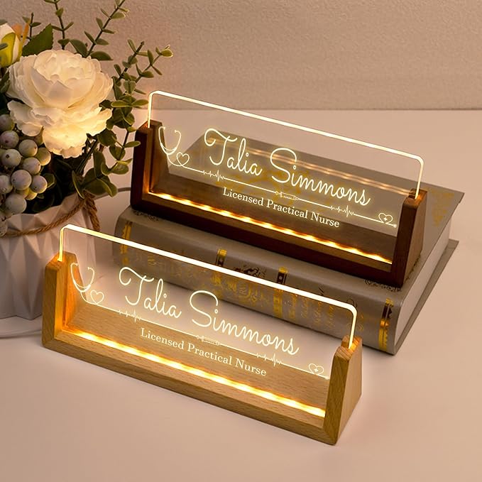 Desk Name Plate Personalized, Light Up Name Plate - Image 2