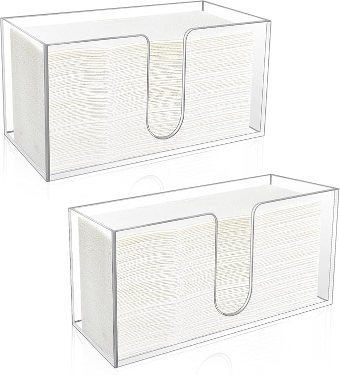 2Pack Acrylic Countertop Paper Towel Holder, Paper Towel Dispenser Countertop/Acrylic Napkin Holder(5mm Acrylic) C-fold or MultiFold Trifold Paper Towels for Bathroom, Kitchen,Restaurant (2)-DeskLoop Office