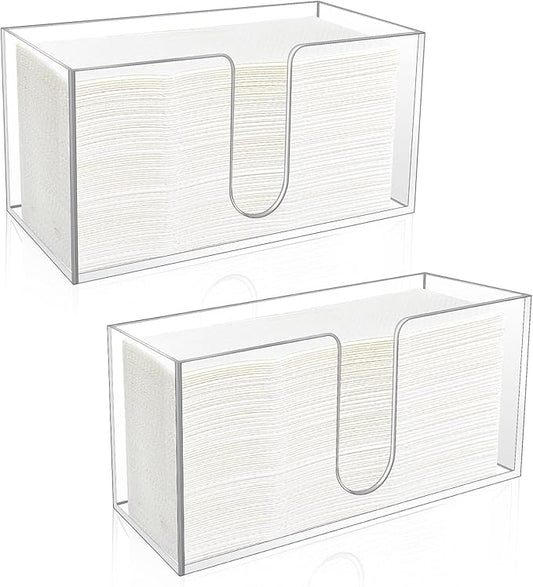 2Pack Acrylic Countertop Paper Towel Holder, Paper Towel Dispenser Countertop/Acrylic Napkin Holder(5mm Acrylic) C-fold or MultiFold Trifold Paper Towels for Bathroom, Kitchen,Restaurant (2)-DeskLoop Office