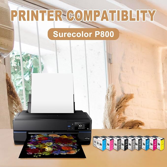 T850 Ink Cartridge Remanufactured T8501 T8502 T8503 T8504 T8505 T8506 T8507 T8508 T8509 Ink Cartridge Replacement for Surecolor P800 Printer(9-Color)-DeskLoop Office