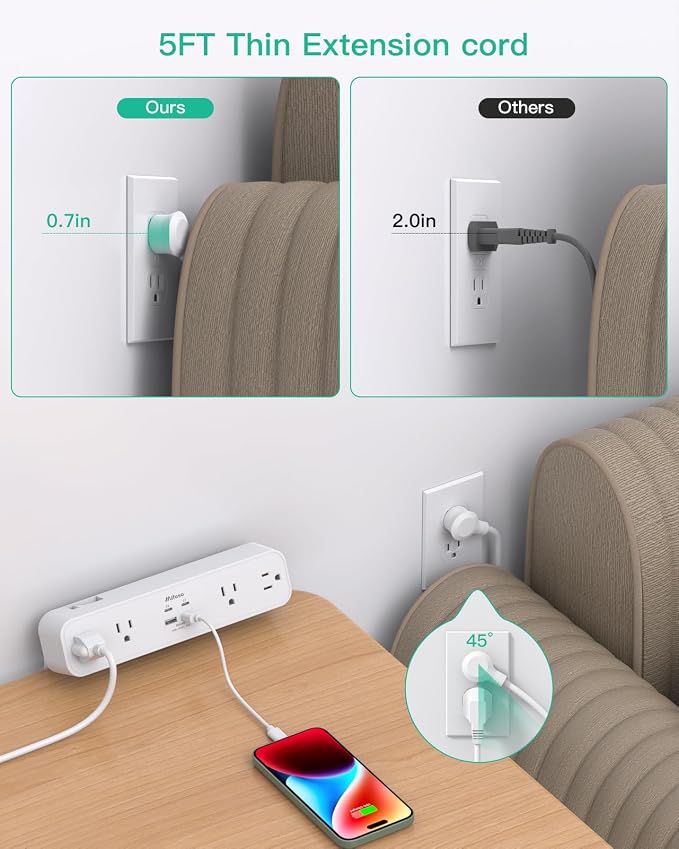 PD40W Desk Clamp Power Strip, Desktop Mount Surge Protector, Fast Charging - Image 6