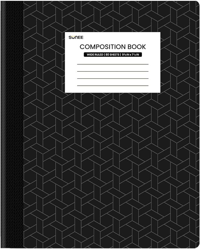SUNEE Composition Notebook, Wide Ruled Paper, Home School Supplies by SUNEE