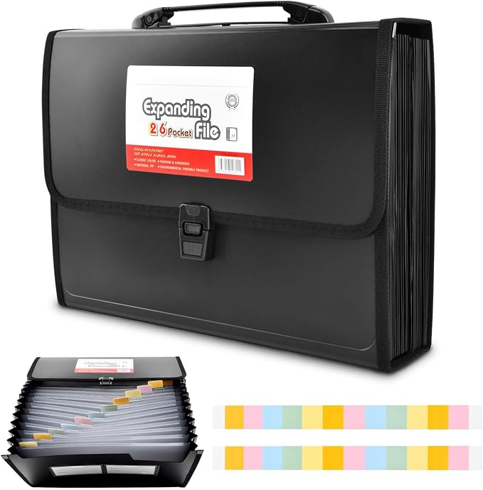 26 Pockets Accordion File Organizer by Unknown