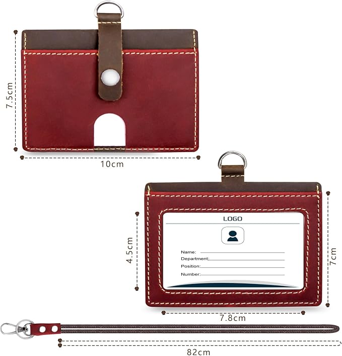 Badge Holder: Boshiho Cowhide Leather ID Badge Card Holder - Image 5