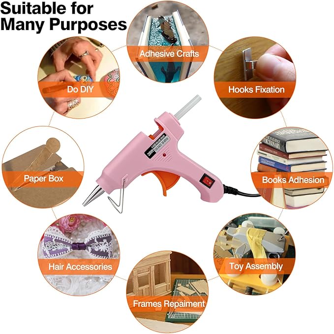 Mini Hot Glue Gun, Hot Melt Gun with 30 Glue Sticks for Arts Crafts, Mini Glue Gun Kit for Kids School Craft and Quick Home Repairs (Multicolored, 20W, 8 Pieces)-DeskLoop Office