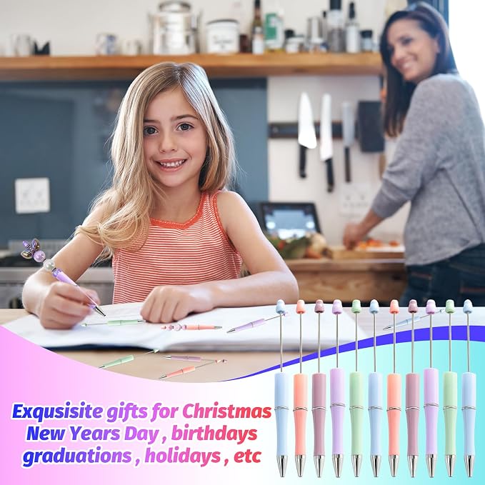 300 Pieces DIY Beadable Pen Kit – 100 Plastic Ballpoint Pens - Image 4