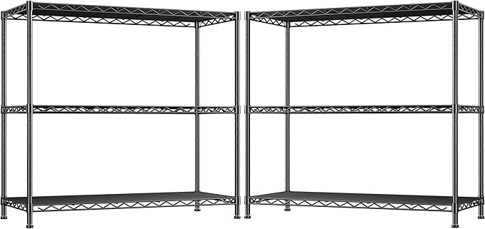 3- Shelf Metal Shelving Unit 35.6Wx14Dx36H, Adjustable Storage Shelves Heavy by Durayloly