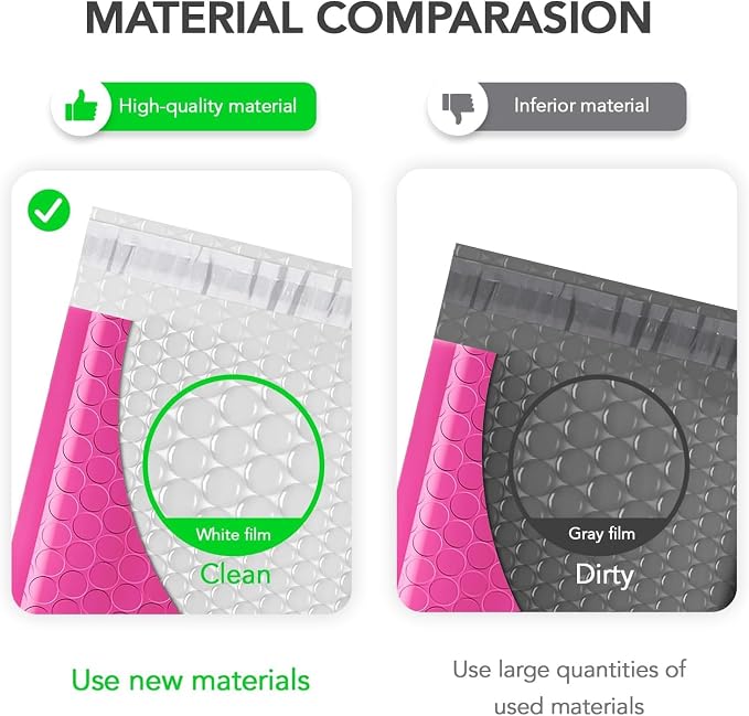 Fuxury Bubble Mailers 6x10" 100 Pack Pink Thick Padded Envelopes Usable Size - Image 3