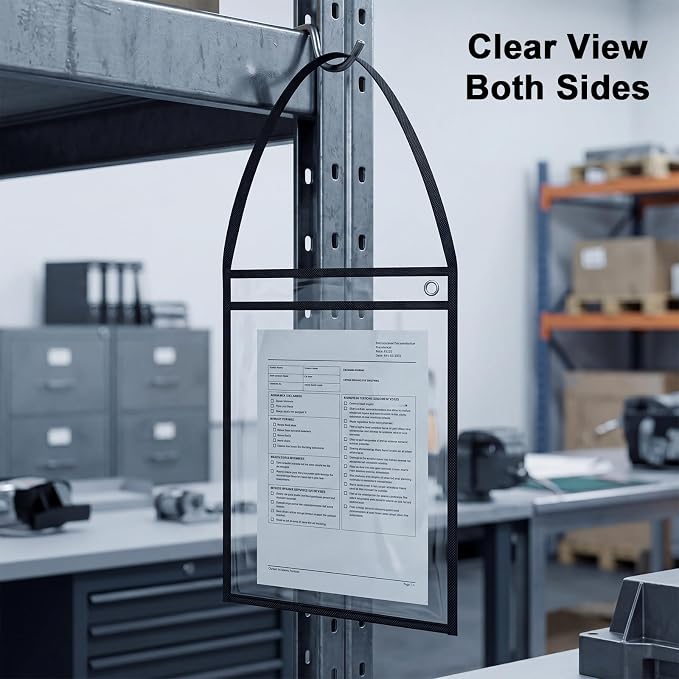 30 Pack Job Ticket Holders 9 x 12 Inch, Hanging Shop Ticket Holders | Clear - Image 6