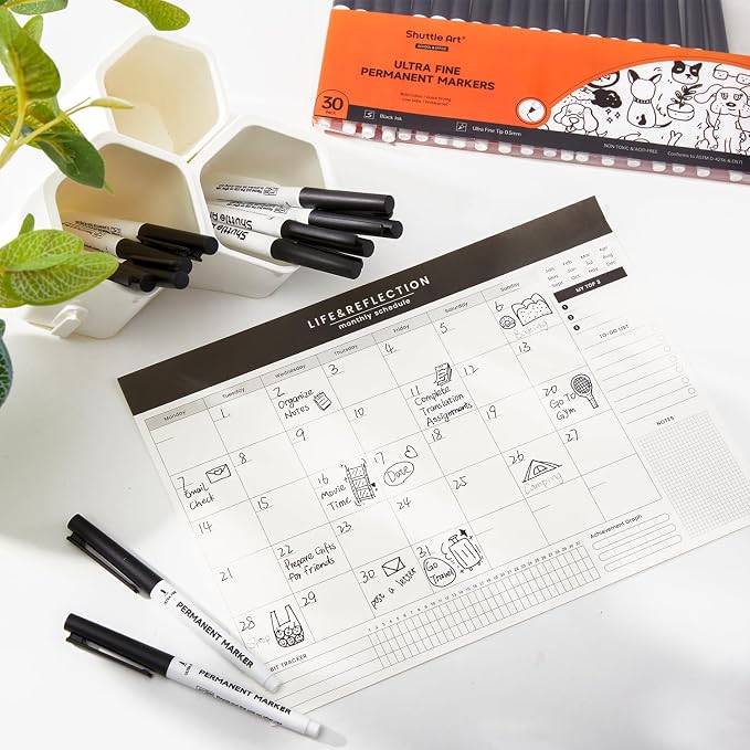 Shuttle Art Permanent Marker, 30 Pack Ultra Fine Point Black Permanent Marker - Image 5