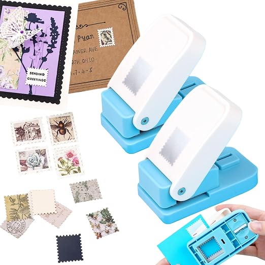 2 Pcs Stamp Punch | Postage Stamp Paper Punches | Portable Lever Action Craft by CYFUNDESIGN