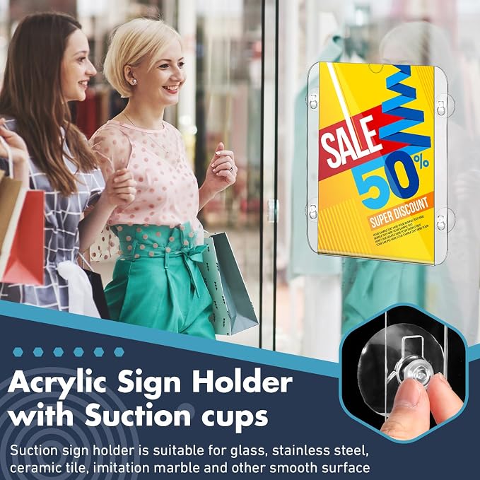 Handepo 8 Pack Acrylic Window Sign Holder 8.5 x 11 Inch - Image 6