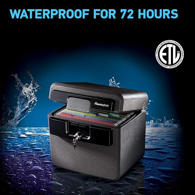 SentrySafe Black Fireproof and Waterproof Safe, File Folder and Document Box - Image 3