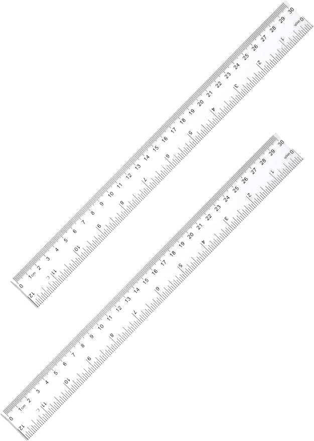 Ruler 12 Inch, 2 Pack Clear Plastic Rulers by Zotemo