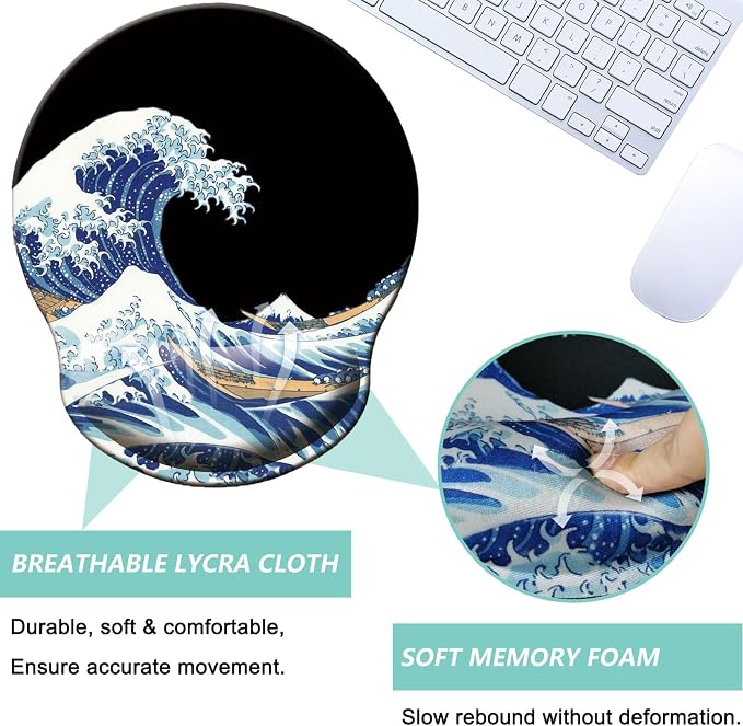 Mouse Pad with Wrist Support, Ergonomic Mouse Pad with Memory Foam Wrist Rest - Image 3