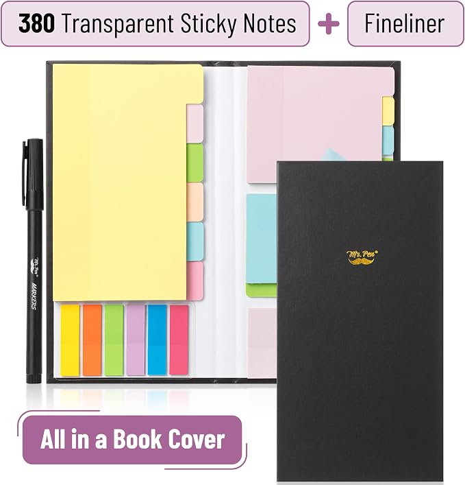 Mr. Pen- Transparent Sticky Notes Set, 380 Pack | Transparent Sticky Notes Tabs - Image 2