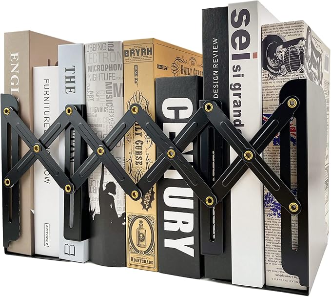 Adjustable Bookends Non Skid Decorative Bookends, Metal Bookend by KIROYAL