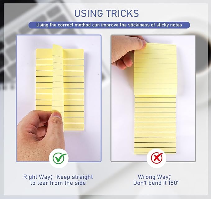 8 Pack Lined Sticky Notes, 3x5 Inches Yellow Large Notepads, Peel-Off Cleanly - Image 6