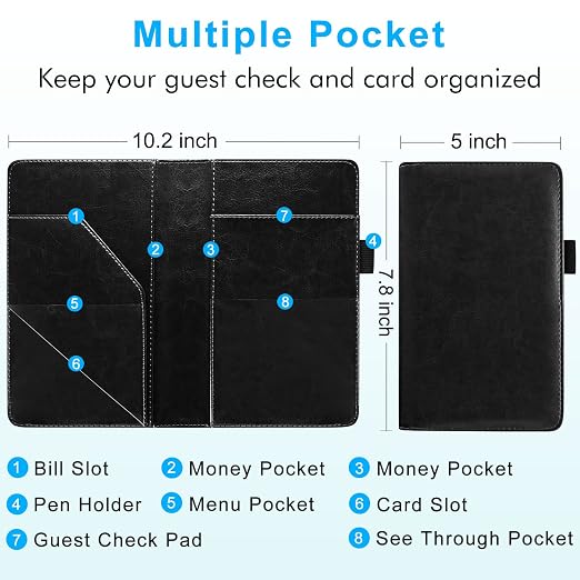 ACdream Server Books for Waitress, Guest Book Note Pad, Cute Pocket Leather - Image 3