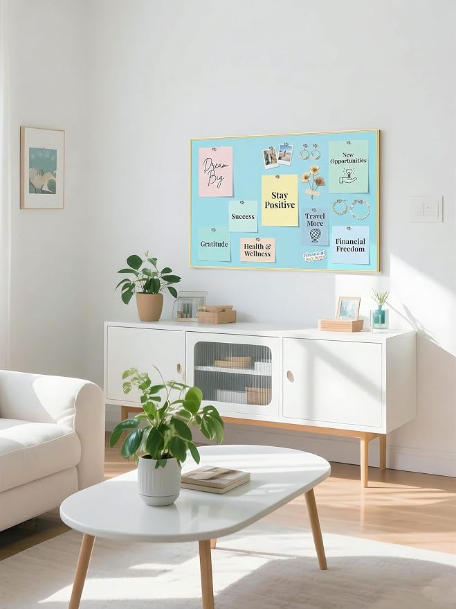 Lightomorrow Bulletin Board 30 x 20 inches, Dark Blue Pin Board - Image 9
