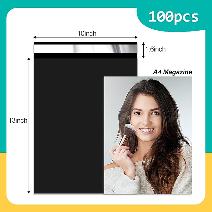 Poly Mailers - 10x13 inch 100 Pcs Black Shipping Bags - Image 2