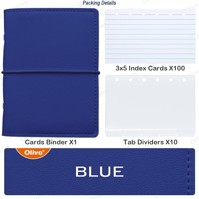 3x5 Lined Index Cards with Ring Binder Holder and Dividers, 100 Note Cards - Image 2