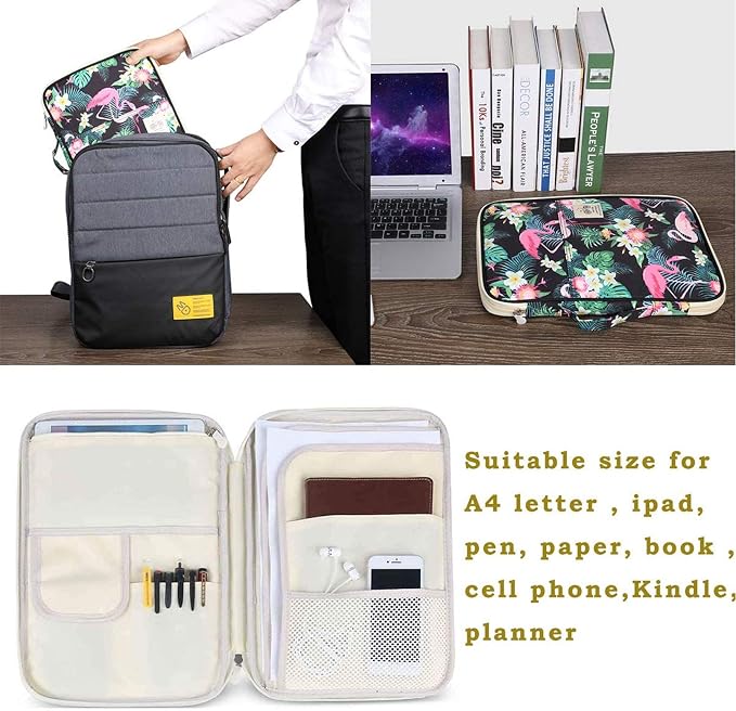 JAKAGO A4 Travel Portfolio Multifunctional Document Organizer Zippered Case - Image 7