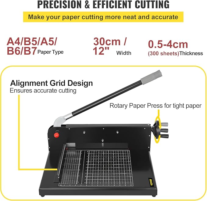 VEVOR Guillotine Paper Cutter 12", Heavy Duty Paper Cutter A4 400 Sheets - Image 3