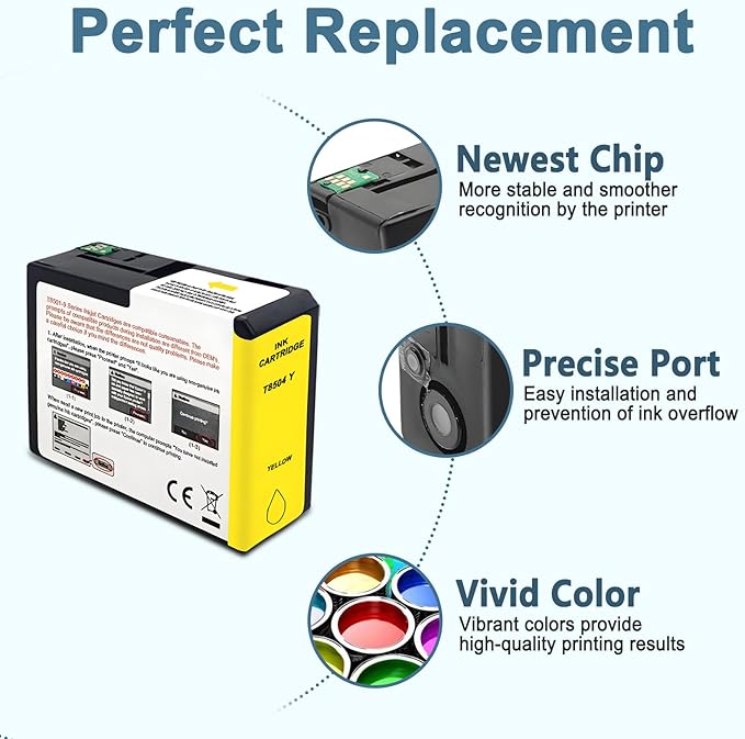 T850 Ink Cartridge T8504 T850400 Remanufactured Work for SureColor P800 (1-Pack, Yellow)-DeskLoop Office