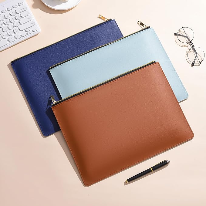 PU Leather A4 File Folder Zipper Document Holder Envelope Folder Case - Image 8